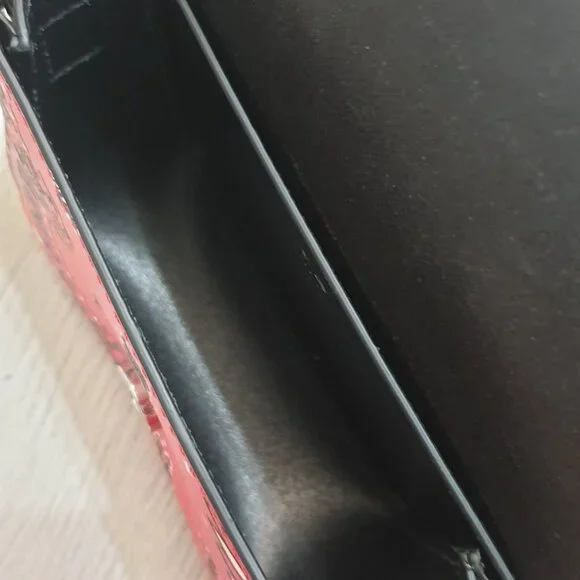 Italian HTC L.A Leather Handbag Paisley Red Black Small Casual Formal Purse Gift - Picture 7 of 10